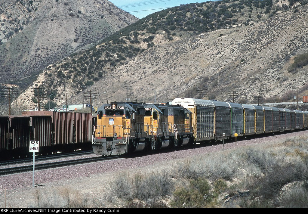 UP 3735 West descending Cajon Pass